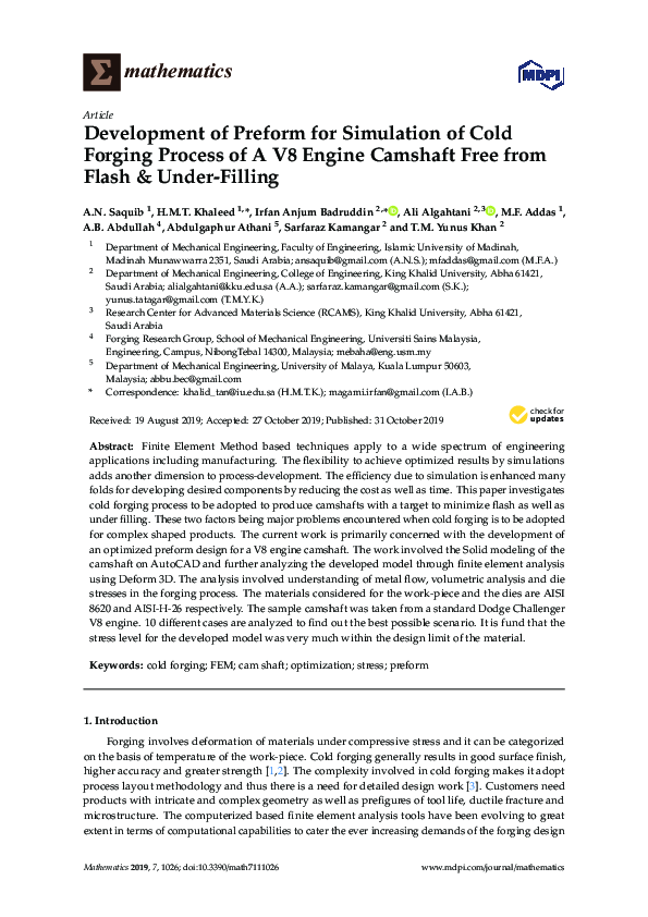 (PDF) Development of Preform for Simulation of Cold Forging Process of ...
