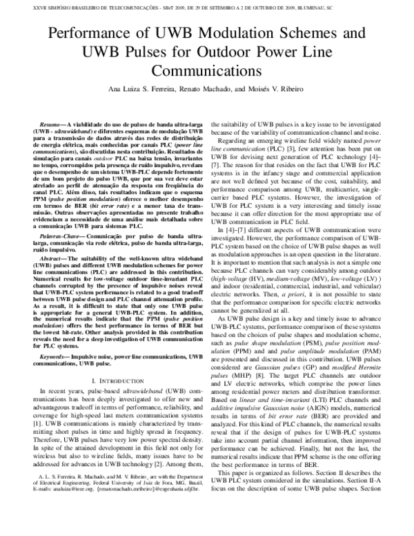 (PDF) Performance of UWB Modulation Schemes and UWB Pulses for Outdoor ...