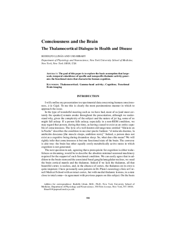 (PDF) Consciousness and the Brain