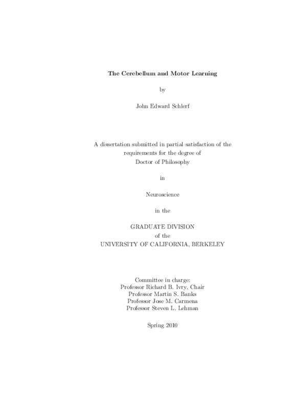(PDF) On the cerebellum and motor learning