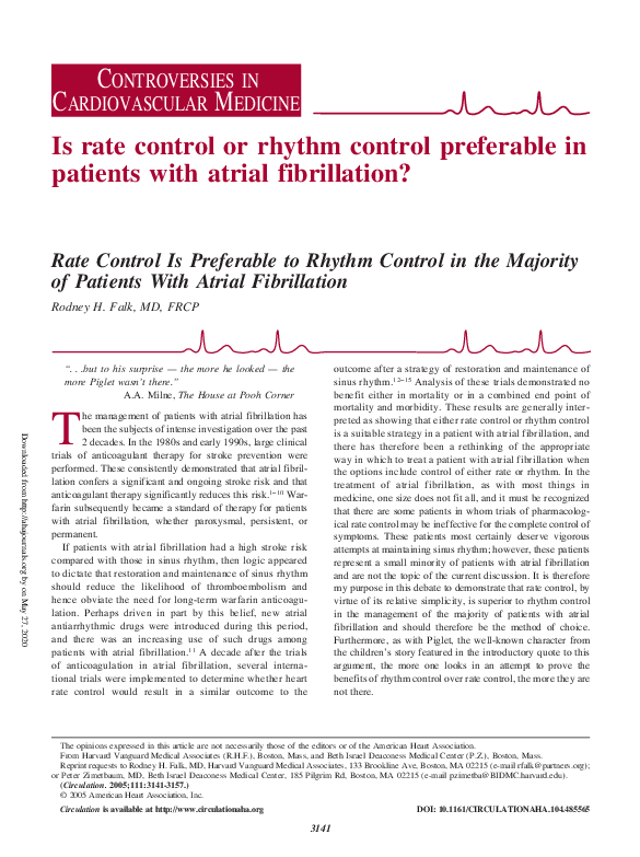 (PDF) Rate Control Is Preferable to Rhythm Control in the Majority of ...