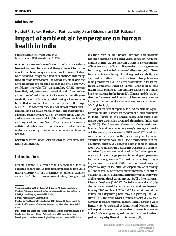 (PDF) Impact of ambient air temperature on human health in India