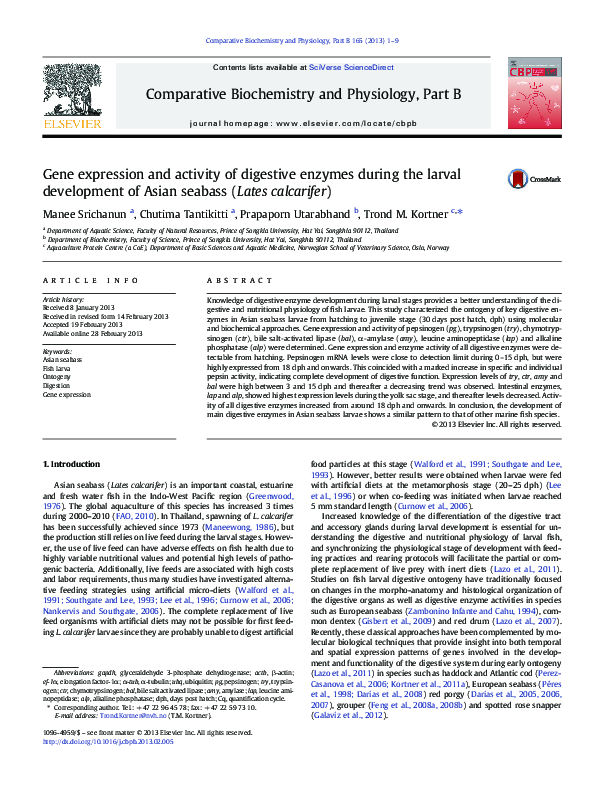 (PDF) Gene expression and activity of digestive enzymes during the ...
