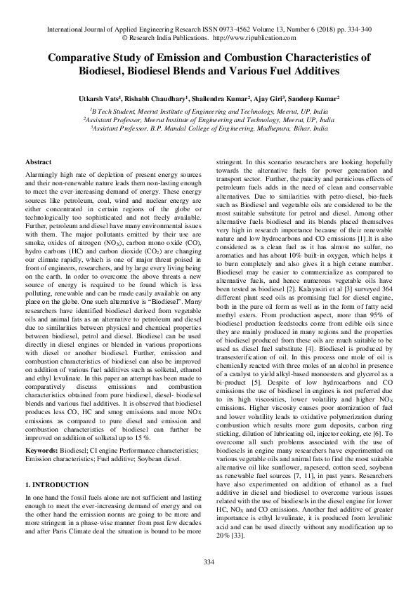 (PDF) Comparative Study of Emission and Combustion Characteristics of ...