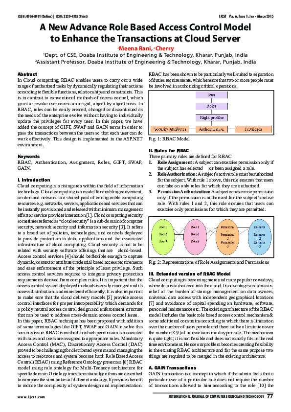 (PDF) A New Advance Role Based Access Control Model to Enhance the ...