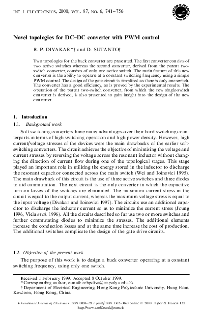 (PDF) Novel topologies for DC-DC converter with PWM control