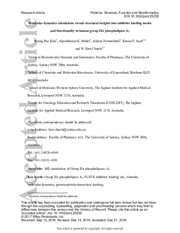(PDF) Molecular dynamics simulations reveal structural instability of ...