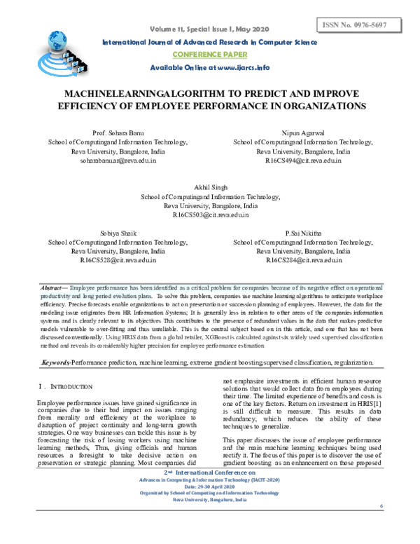 (PDF) MachineLearningAlgorithm to predict and improve efficiency of ...