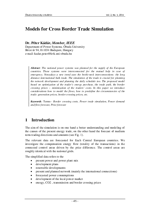(PDF) Models for Cross Border Trade Simulation
