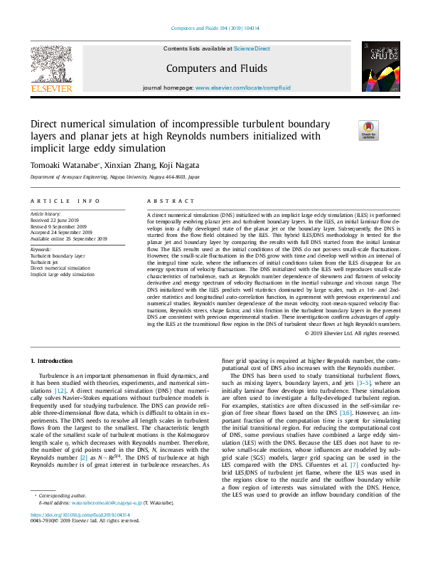 (PDF) Direct numerical simulation of incompressible turbulent flows