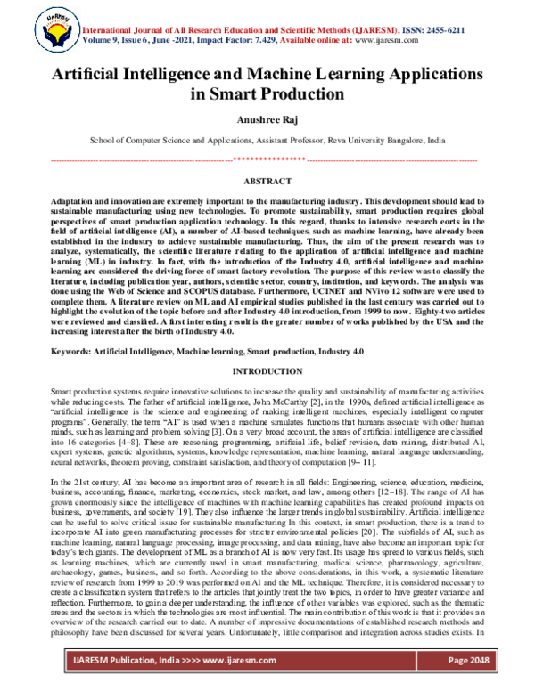 (PDF) Artificial Intelligence and Machine Learning Applications in ...