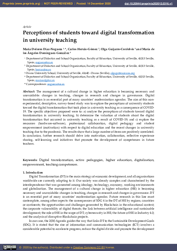 (PDF) Perceptions of Students Toward Digital Transformation in ...