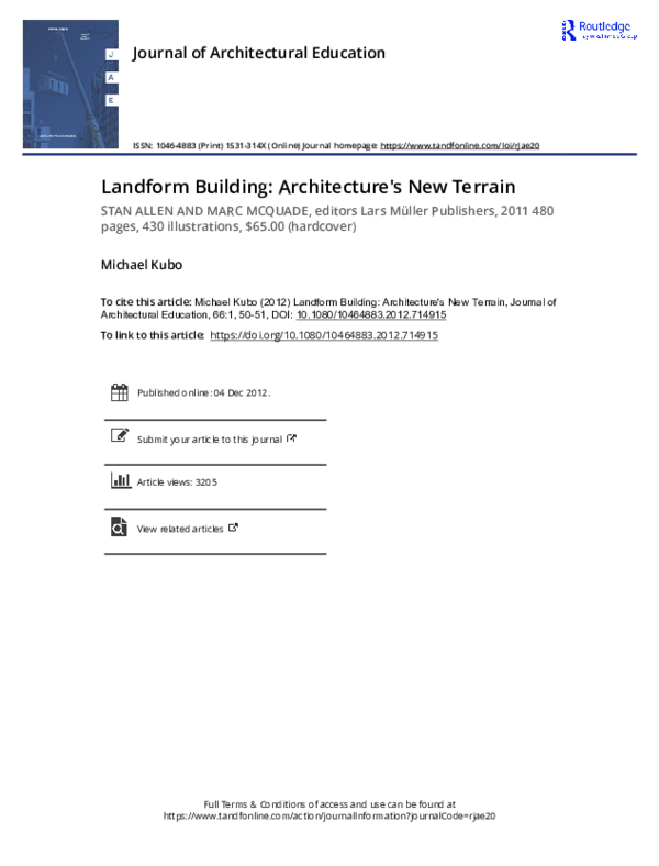 PDF) Landform Building: Architecture's New Terrain
