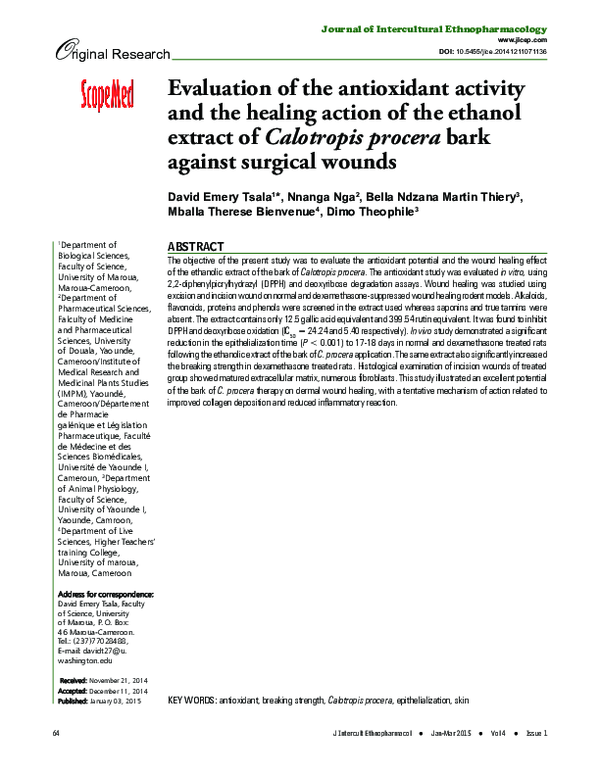 (PDF) Evaluation of the antioxidant activity and the healing action of ...