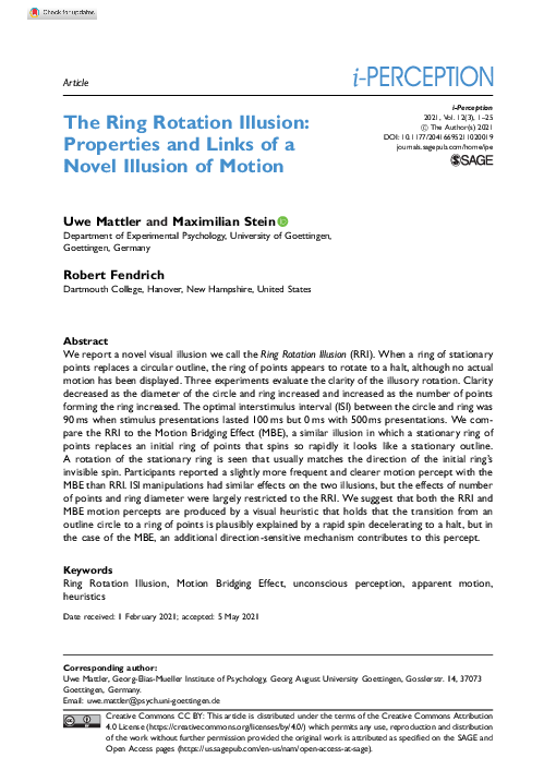 (PDF) The Ring Rotation Illusion: Properties and Links of a Novel ...
