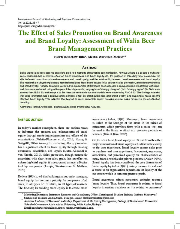 (PDF) The Effect of Sales Promotion on Brand Awareness and Brand ...