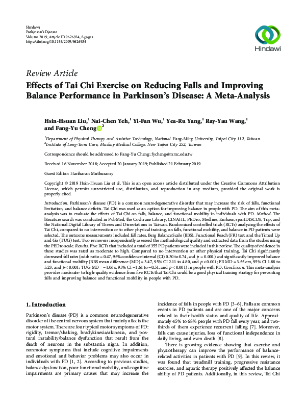 (PDF) Effects of Tai Chi Exercise on Reducing Falls and Improving ...