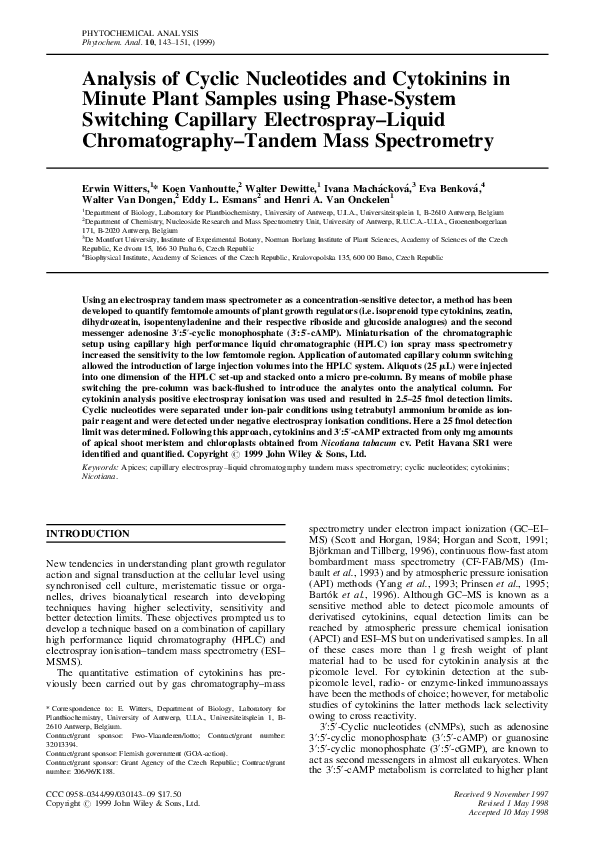 (PDF) Analysis of cyclic nucleotides and cytokinins in minute plant ...