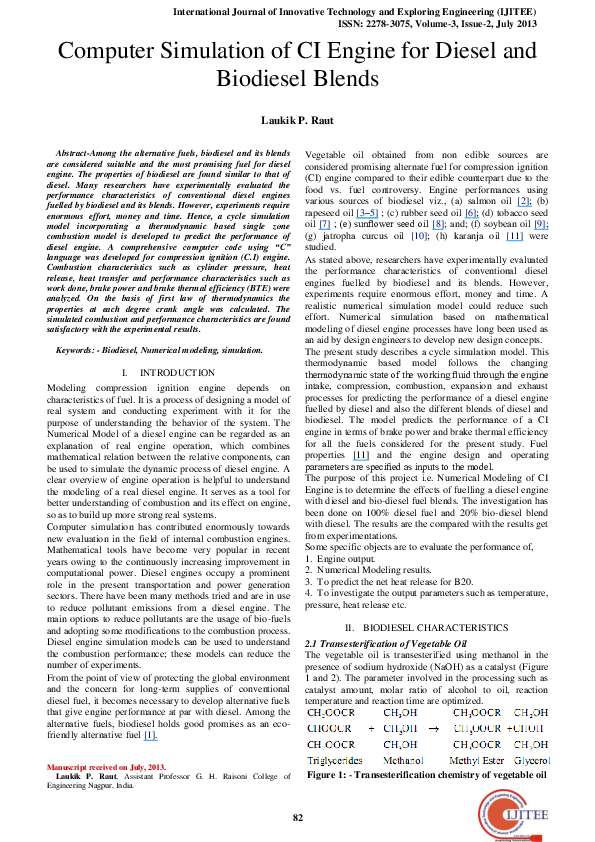 (PDF) Computer Simulation of CI Engine for Diesel and Biodiesel Blends.pdf