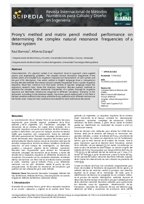 (PDF) Prony's method and matrix pencil method performance on ...