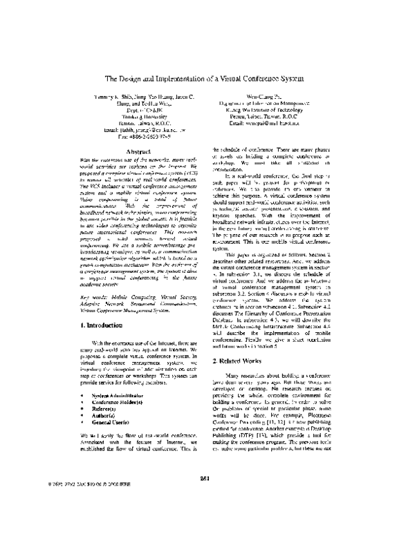 (PDF) The design and implementation of a virtual conference system