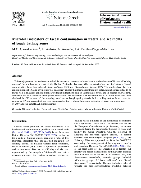 (PDF) Microbial indicators of faecal contamination in waters and ...