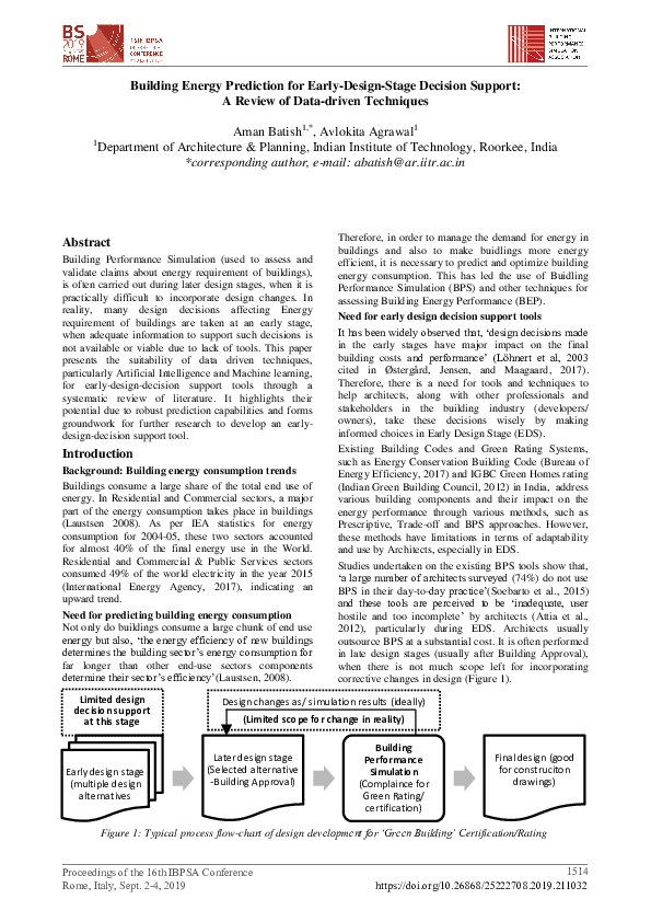 (PDF) Building Energy Prediction for Early Design Stage Decision ...