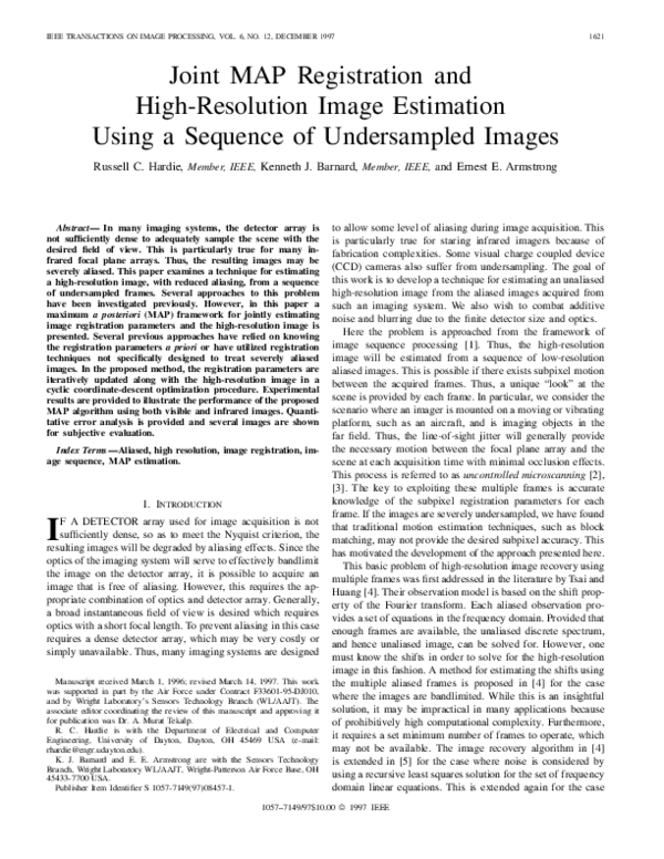 (PDF) Joint MAP registration and high-resolution image estimation using ...