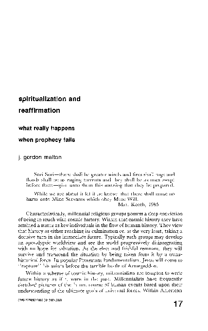 Spiritualization and reaffirmation: what really happens when prophecy fails