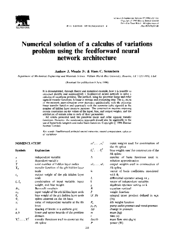 (PDF) Numerical solution of a calculus of variations problem using the ...