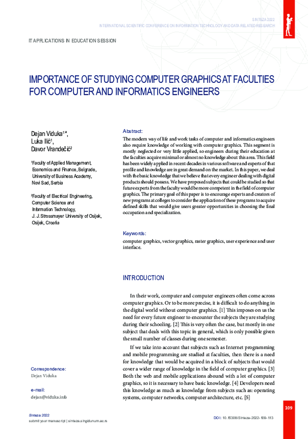 (PDF) Importance of Studying Computer Graphics at Faculties for ...