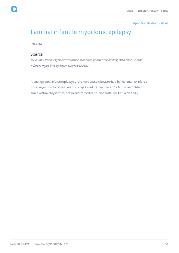 (PDF) Familial infantile myoclonic epilepsy