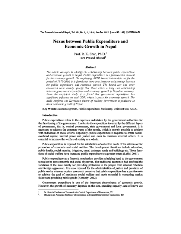 (PDF) Nexus between Public Expenditure and Economic Growth in Nepal