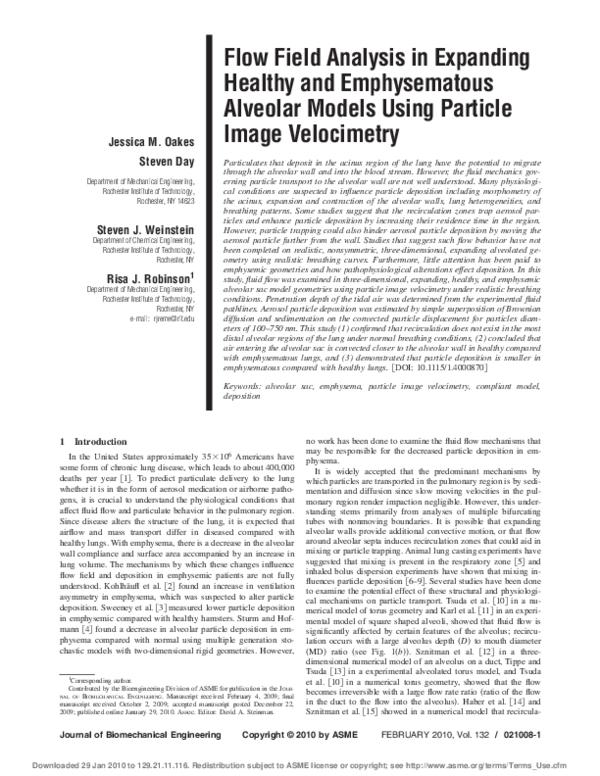 (PDF) Flow Field Analysis in Expanding Healthy and Emphysematous ...