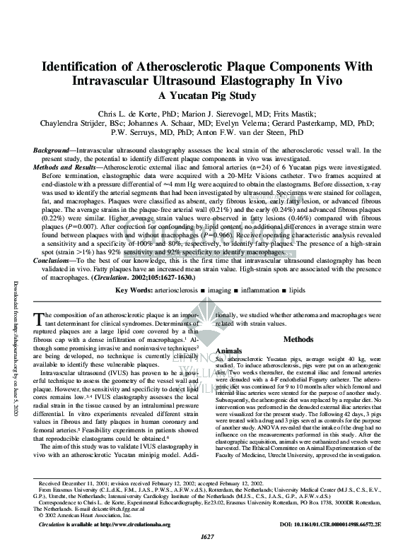 (PDF) Identification of Atherosclerotic Plaque Components With ...