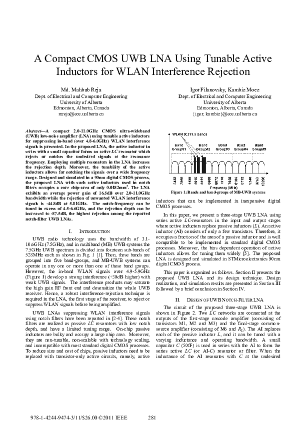 (PDF) A compact CMOS UWB LNA using tunable active inductors for WLAN ...