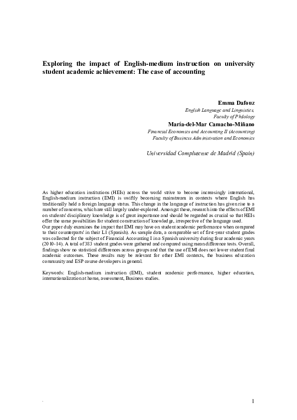 (PDF) Exploring the impact of English-medium instruction on university ...