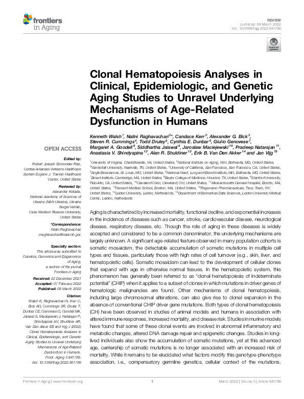 (PDF) Clonal Hematopoiesis Analyses in Clinical, Epidemiologic, and ...