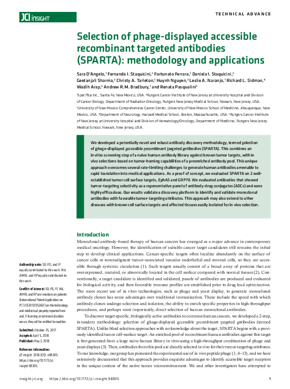 (PDF) Selection of phage-displayed accessible recombinant targeted ...