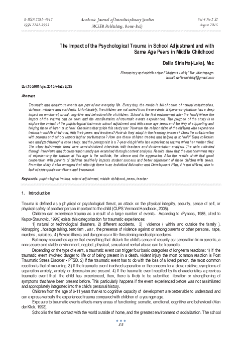 (PDF) The Impact of the Psychological Trauma in School Adjustment and ...
