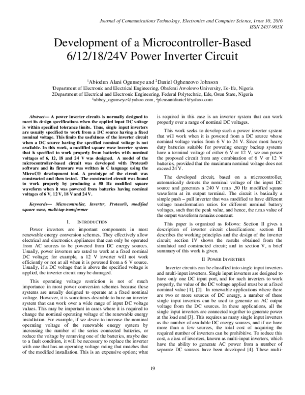 (PDF) Development of a Microcontroller-Based 6/12/18/24V Power Inverter ...