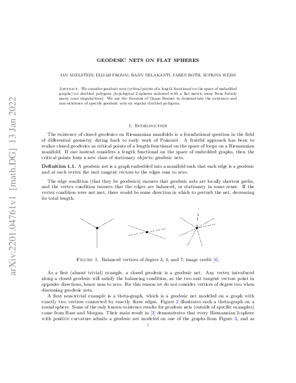 (PDF) Geodesic nets on flat spheres
