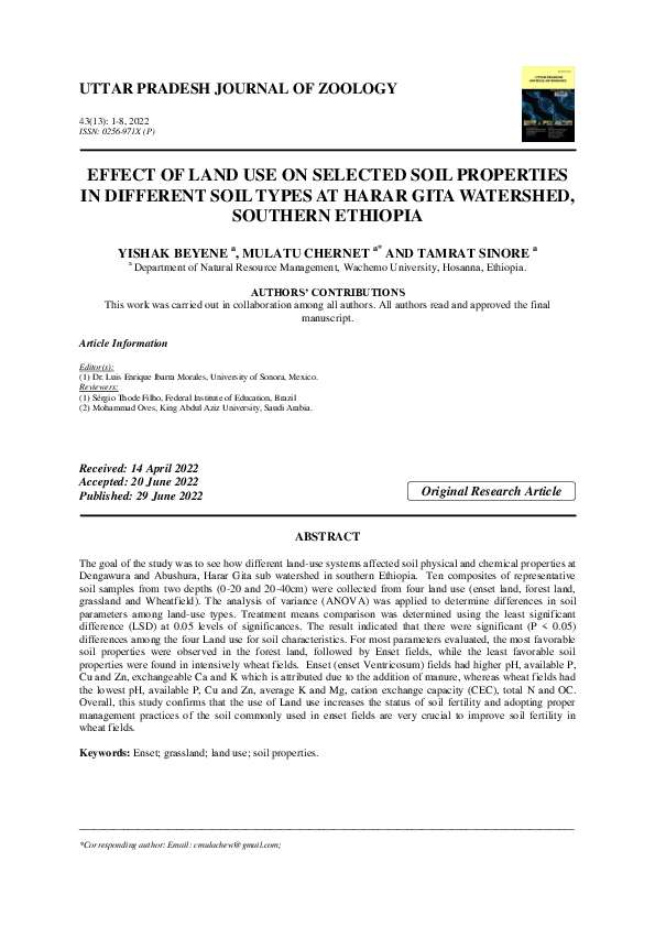 (PDF) EFFECT OF LAND USE ON SELECTED SOIL PROPERTIES IN DIFFERENT SOIL ...
