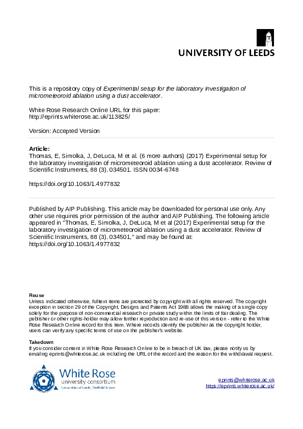 Experimental setup for the laboratory investigation of micrometeoroid ablation using a dust accelerator