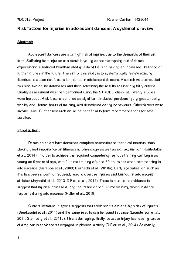 (PDF) Dissertation (7DC012) Risk factors for injuries in adolescent ...