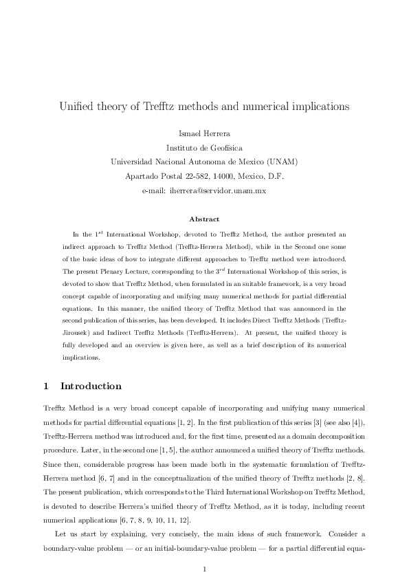 (PDF) Unified theory of Trefftz methods and numerical implications