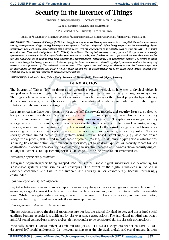 (PDF) Security in the Internet of Things