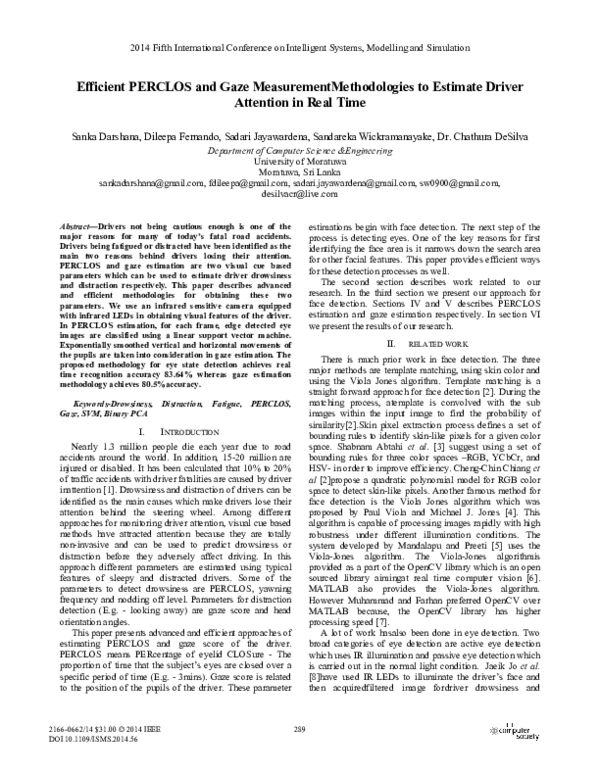 (PDF) Efficient PERCLOS and Gaze Measurement Methodologies to Estimate ...