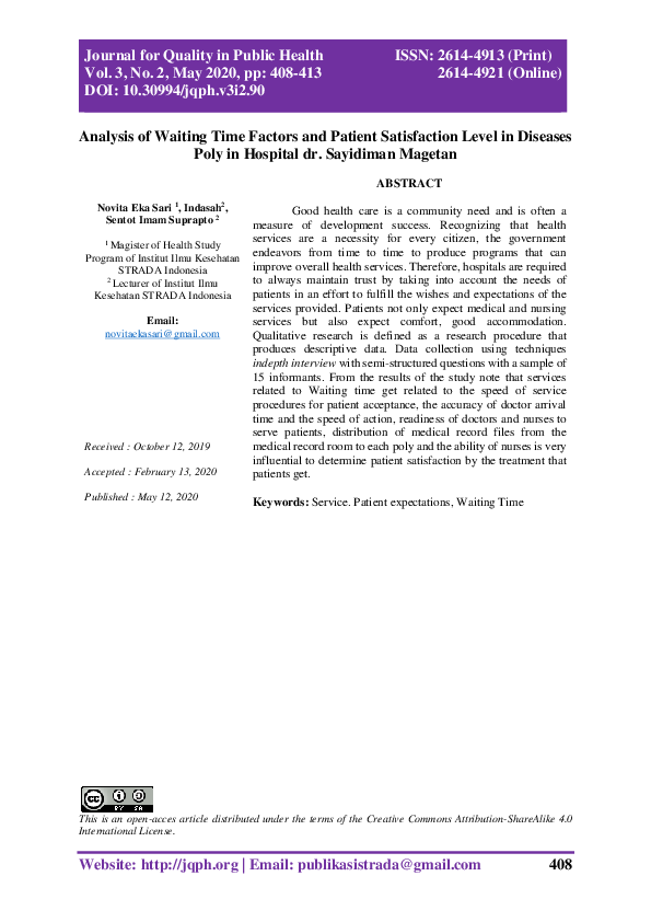 (PDF) Analysis of Waiting Time Factors and Patient Satisfaction Level ...