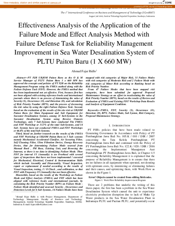 (PDF) Effectiveness Analysis of the Application of the Failure Mode and ...